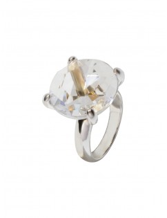 Faux Big Crystal Wedding Ring - Silver