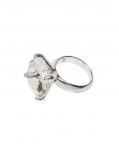 Faux Big Crystal Wedding Ring - Silver