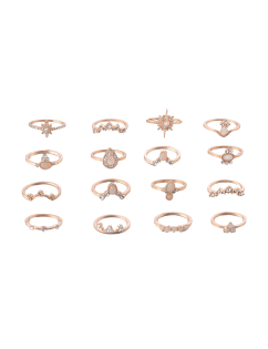 16PCS Geometric Rings - Gold