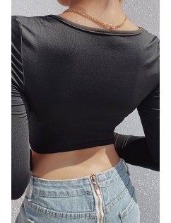 Ruched Long Sleeve Sexy Crop Top