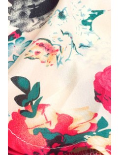 Floral Print Elastic Waist Sleeveless Chiffon Dress