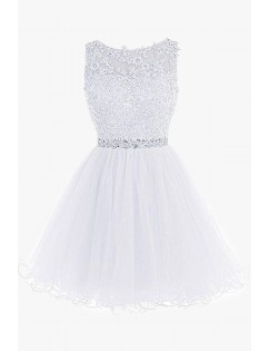 Floral Crochet Tulle Sexy A Line Party Dress