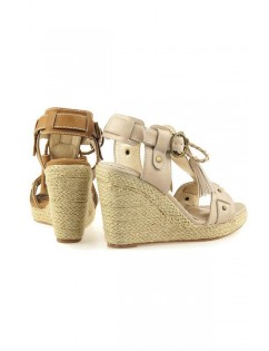 Faux Leather Open Toe Woven Wedges