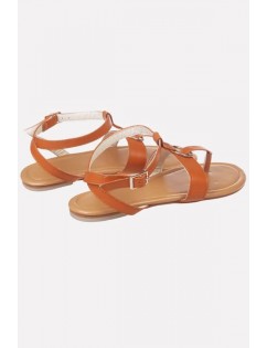 Solid T-strap O-ring Flat Thong Sandals