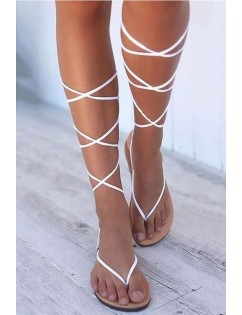 Lace Up Strappy Gladiator Thong Flat Sandals