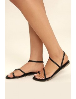 Weave Strap Toe Ring Flat Sandals