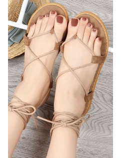 Lace Up Strappy Thong Flat Sandals