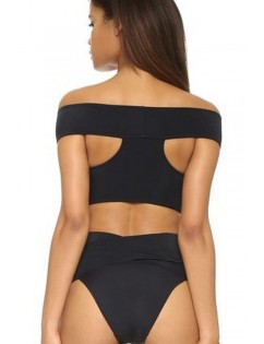 Black Off Shoulder High Waist Sexy Two Piece Swimsuit