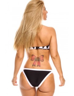 Black White Geometric Printed Halter Sexy Bikini