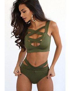 Solid Color Strappy Sexy Two Piece Swimsuit