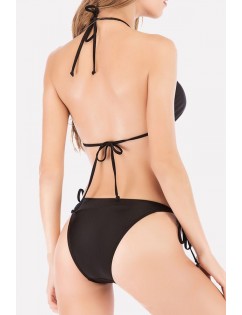 Black Printed Halter Padded Tie Sides Sexy Bikini