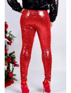 Red Glitter Sequin Sexy Plus Size Pants