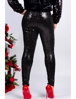 Black Glitter Sequin Sexy Plus Size Pants
