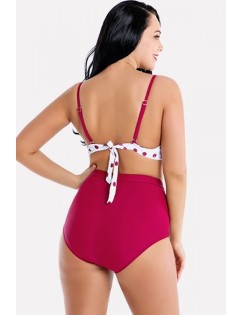 Red Polka Dot Push Up High Waist Sexy Plus Size Bikini
