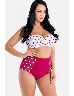 Red Polka Dot Push Up High Waist Sexy Plus Size Bikini