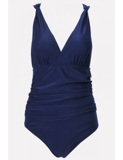 V Neck Ruched Padded Sexy One Piece Swimsuit