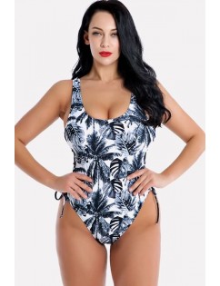 White Coconut Lace Up High Cut Sexy Plus Size One Piece Swimsuit