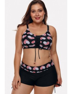 Black Heart Cutout Padded Sexy Plus Size Bikini Swimsuit