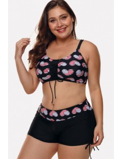 Black Heart Cutout Padded Sexy Plus Size Bikini Swimsuit