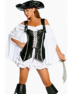 Black White Sexy Pirate Dress Halloween Costume