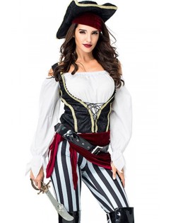 Black-white Pirate Captain Lady Halloween Costume