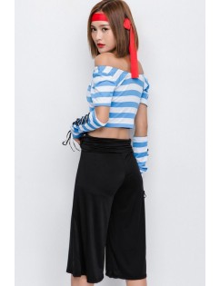 Blue Sexy Striped Pirate Costume