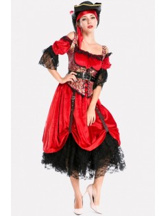 Black-red Pirate Dress Adults Halloween Cosplay Costume