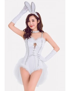 White Bunny Girl Bodysuit Sexy Halloween Costume