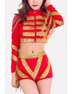 Red Sequins Dancer Sexy Halloween Costume