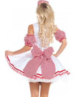 Pink Stripe Maid Dress Halloween Costume