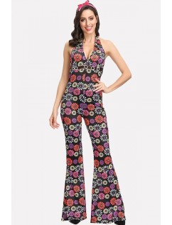 Multi Dancer Floral Print Rompers Sexy Halloween Costume