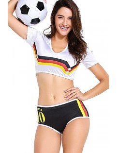 Black-white Football Cheerleader Crop Top Shorts Sexy Sports Costume