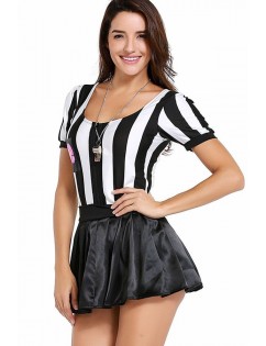 Black-stripe Short Sleeve Sexy Referee Costume