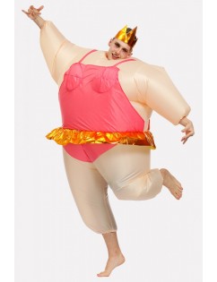 Men Hot-pink Ballet Dancer Inflatable Funny Halloween Costume