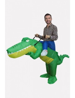 Men Green Ride Crocodile Inflatable Funny Halloween Costume