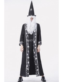 Men Black Wizard Halloween Cosplay Costume