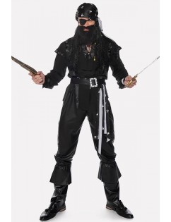 Men Black Pirate Lace Up Halloween Costume