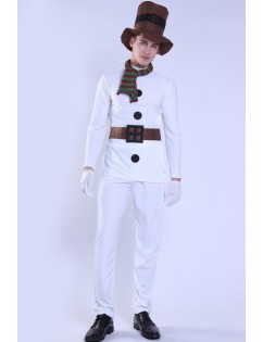 Men White Snowman Christmas Cosplay Costume