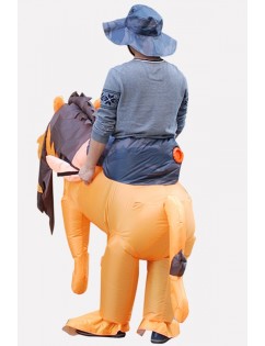 Men Orange Ride Lion Inflatable Funny Halloween Costume