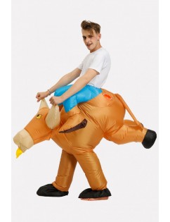 Men Light-brown Ride Bull Inflatable Adult Halloween Cosplay Costume