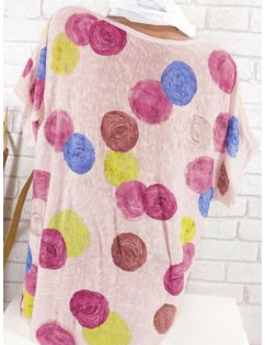 Plus Size Batwing Sleeve Printed Blouse - Khaki Rose 5x