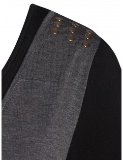 Plus Size Two Tone Half Sleeve Tunic T Shirt - Black L