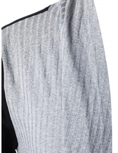Plus Size Colorblock Open Asymmetrical Knit Cardigan -  4x