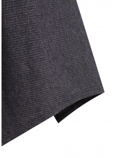 Plus Size Shawl Collar Contrast Color Buckle Cardigan - Black L