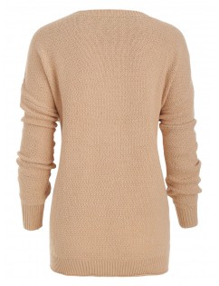 Plus Size Chunky Drop Shoulder Sweater - Camel Brown 1x