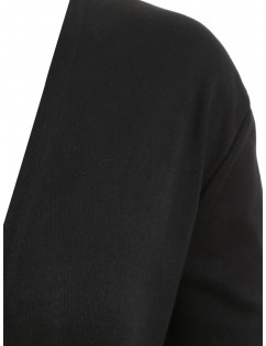 Plus Size Open Front Plaid Asymmetric Cardigan - Black 1x
