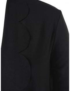 Plus Size Asymmetrical Solid Open Front Cardigan - Black L