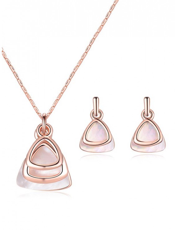 Triangle Hollow Wedding Jewelry Set - Rose Gold