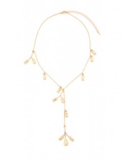 Flower Branch Pendant Necklace - Gold