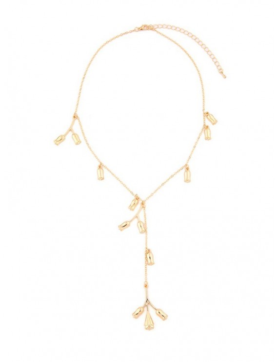 Flower Branch Pendant Necklace - Gold